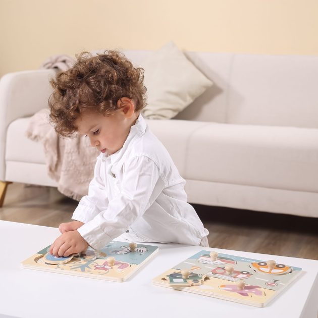 Puzzle Plat Modes de Transport en Bois lullaby