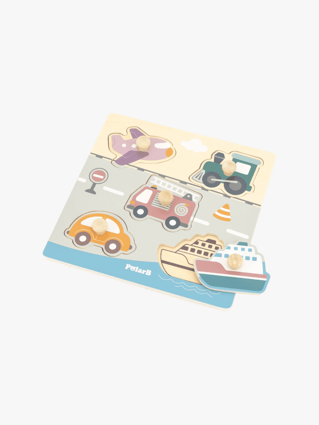 Puzzle Plat Modes de Transport en Bois lullaby