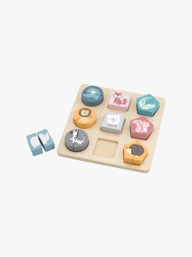 Puzzle de blocs multi-formes Animaux Sauvages - bois-lullaby
