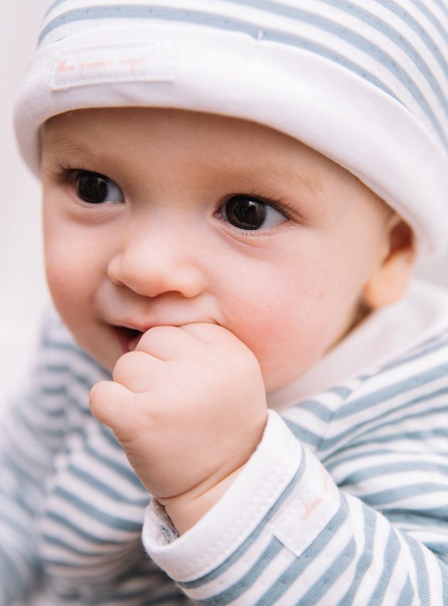 Grenouillère et Bonnet bleu Imprimé à Rayures lullaby