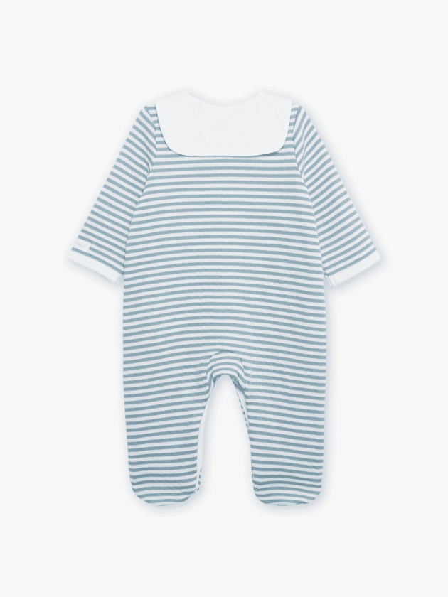 Grenouillère et Bonnet bleu Imprimé à Rayures lullaby