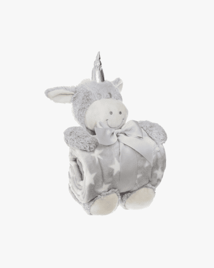 Plaid Peluche Licorne - argent lullaby