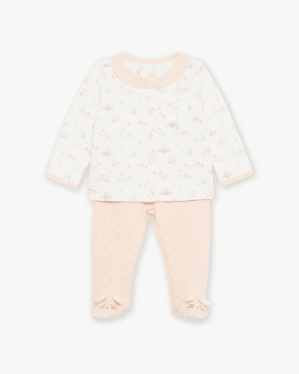 Ensemble pyjama écru molleton petits lapin lullaby