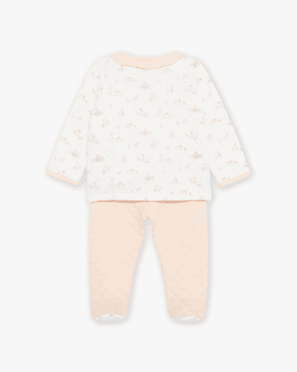 Ensemble pyjama écru molleton petits lapin lullaby