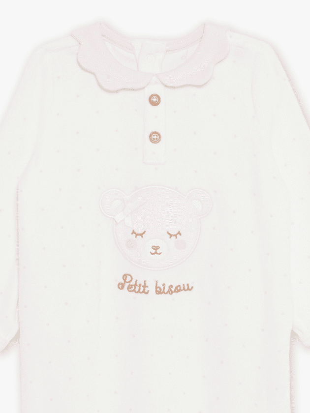 grenouillere ecrue velours a pois tete ours lullaby