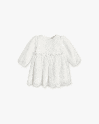 Robe de Soirée en Tulle avec Broderies de Feuilles - Blanc - cool club - lullaby