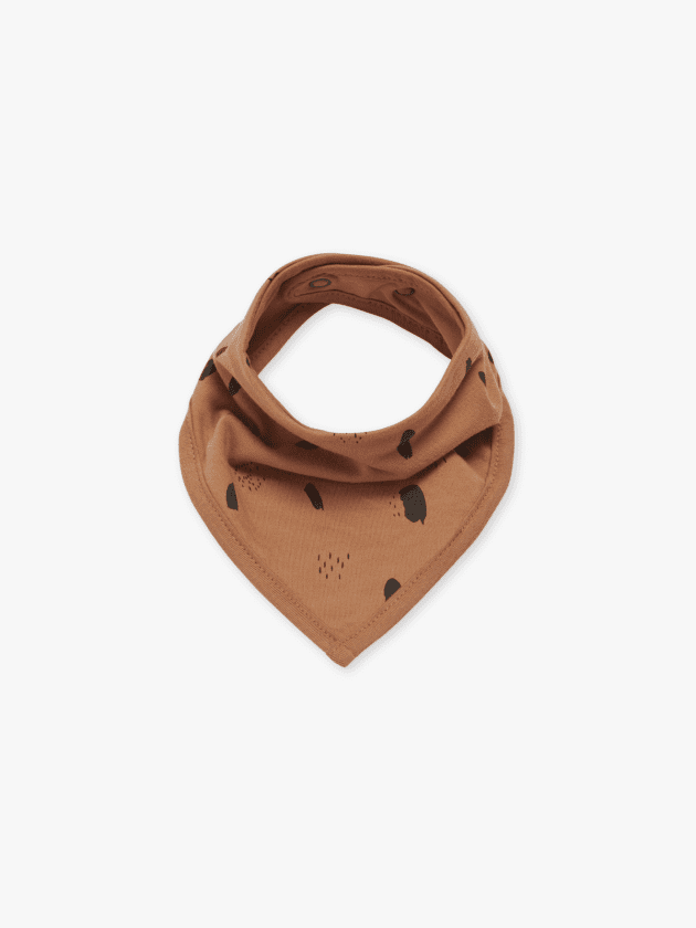 Lot de 2 Bavoirs Bandana Spot - Gris/Caramel- 37x24.5cm - lullaby - jollein