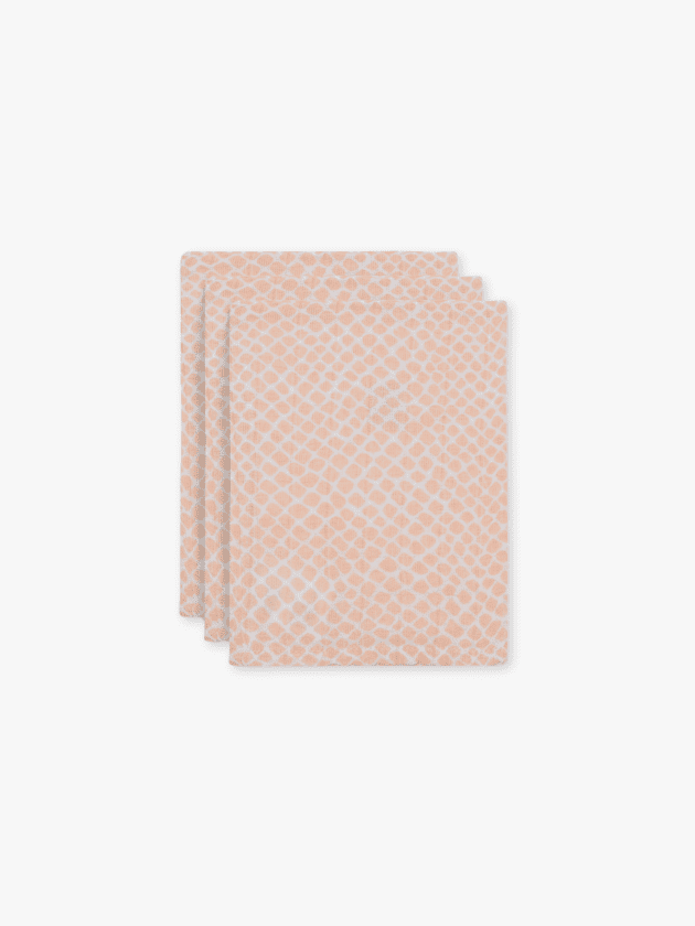 Lot de 3 Gants de Toilette Gaze de Coton Snake -Rose - 20x15cm - lullaby - jollein