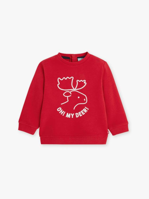 Sweat à Manches Longues "Oh! My Deer!" - Rouge - lullaby - obaibi okaidi