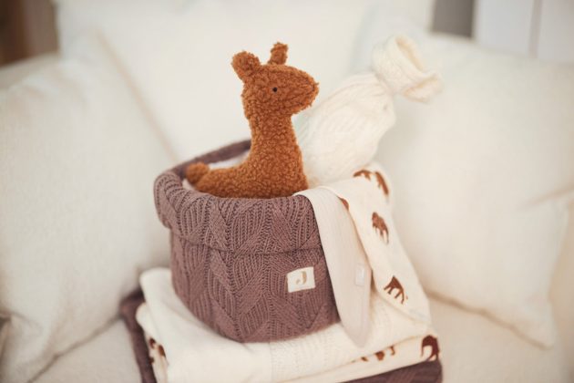 Panier de Rangement Spring Knit - Châtaigne - ø18 cm - lullaby - jollein