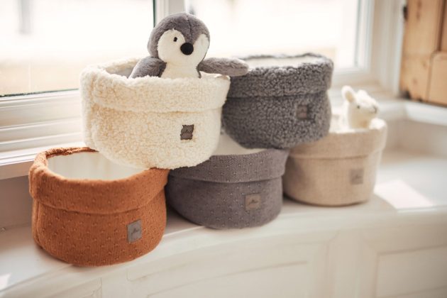 Panier de Rangement Bliss Knit - Gris Foncé - ø18 cm - lullaby - jollein