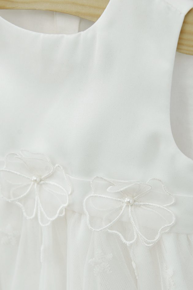 Robe de Cérémonie Bi-matière avec Empiècements Fleuris - Blanc - lullaby - cool club