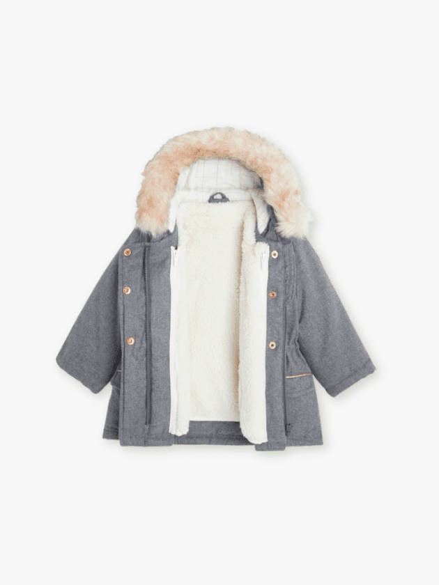 Parka 2 en 1 - Gris Chiné et Ecru - lullaby - obaibi okaidi