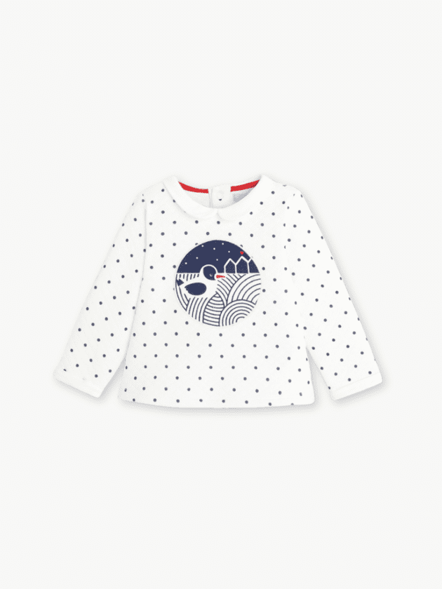 Sweat à Manches Longues avec Motifs Fantaisie - Blanc et Bleu - lullaby - obaibi