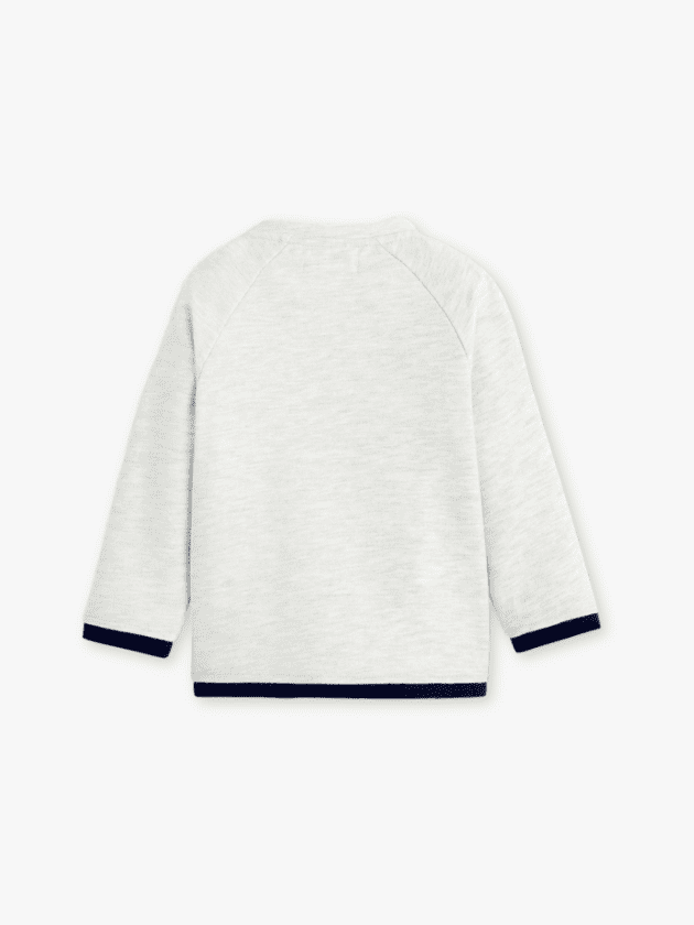 Sweat à Manches Longues Motifs Fantaisie Ski - Blanc Chiné - lullaby - obaibi okaidi
