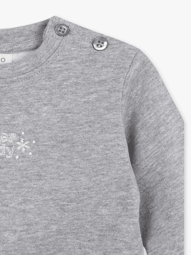 Sweat Brodé - Gris chiné - lullaby - gocco