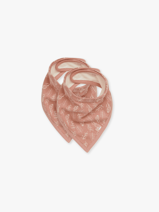 Lot de 2 Bavoirs Bandana Meadow - Rose - 24.5x37cm - lullaby - jollein