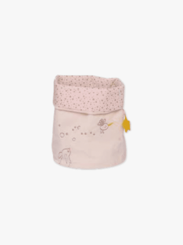 Panier Tissu Lilou et Perlin - Rose - 16 x 22 cm - lullaby - moulin roty