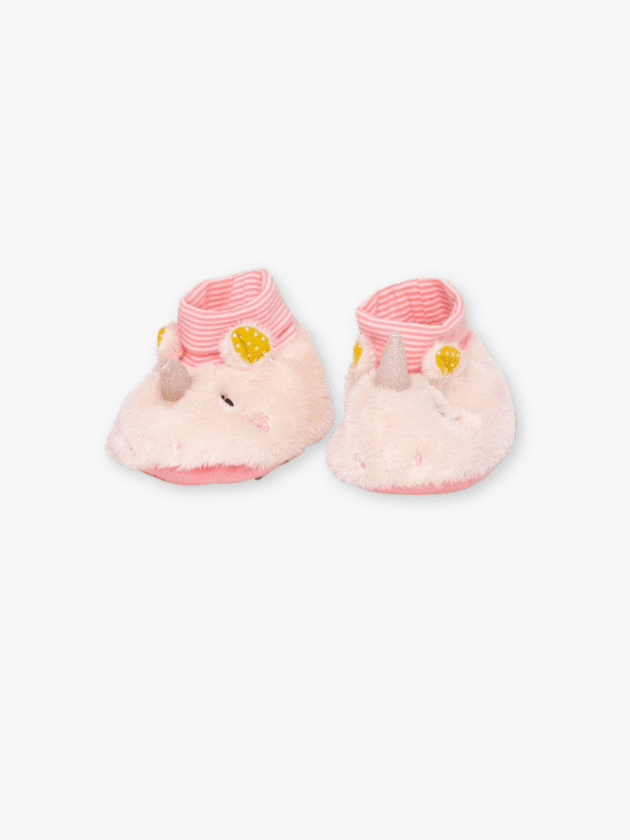 Chaussons Licorne Lilou et Perlin - Rose Clair - lullaby - moulin roty