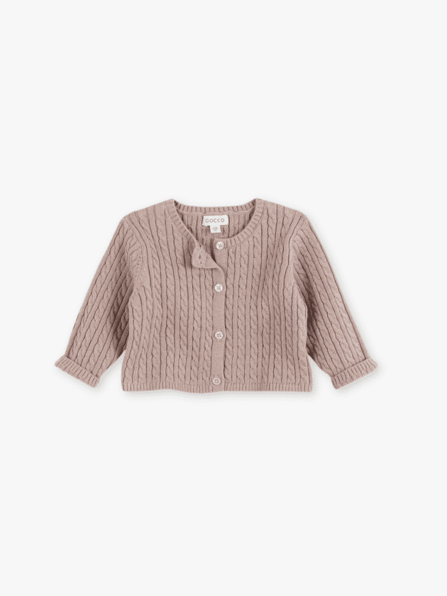 Gilet en Maille Torsadée - Rose - lullaby - gocco