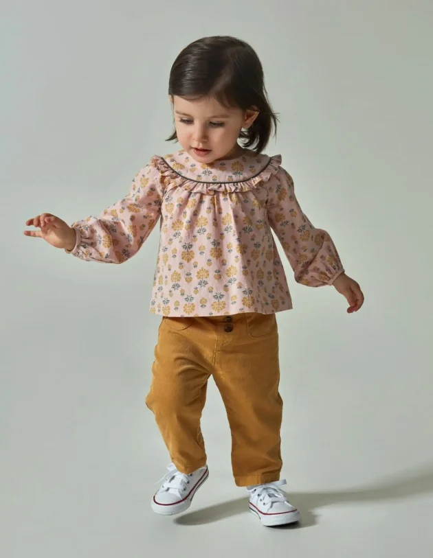 Pantalon en velours Taille élastique - Moutarde - gocco - lullaby